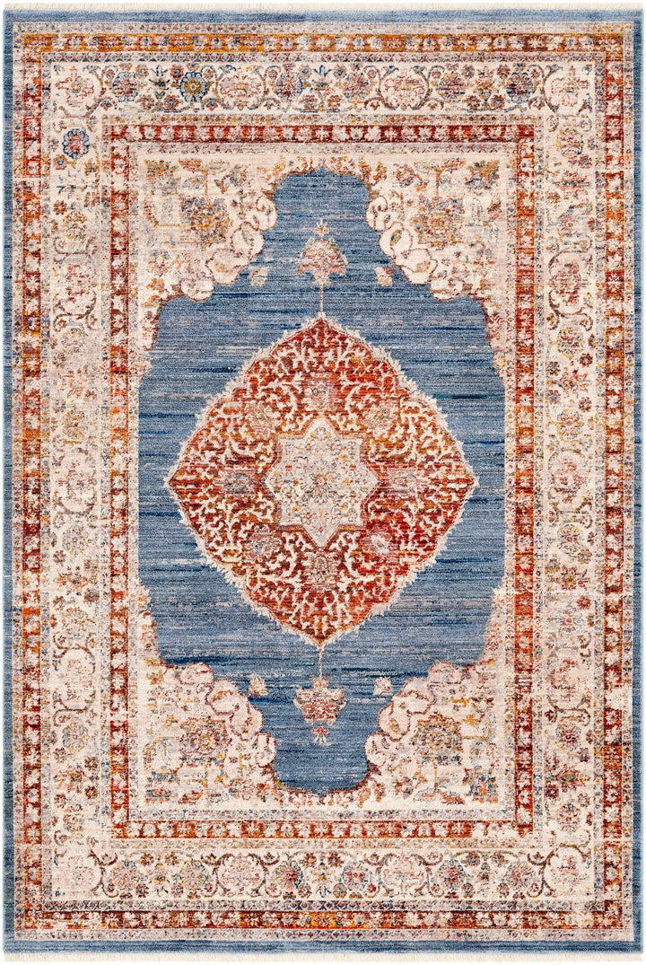 Tugos Traditional Style Blue And Ivory Area Rug - The Rug Decor
