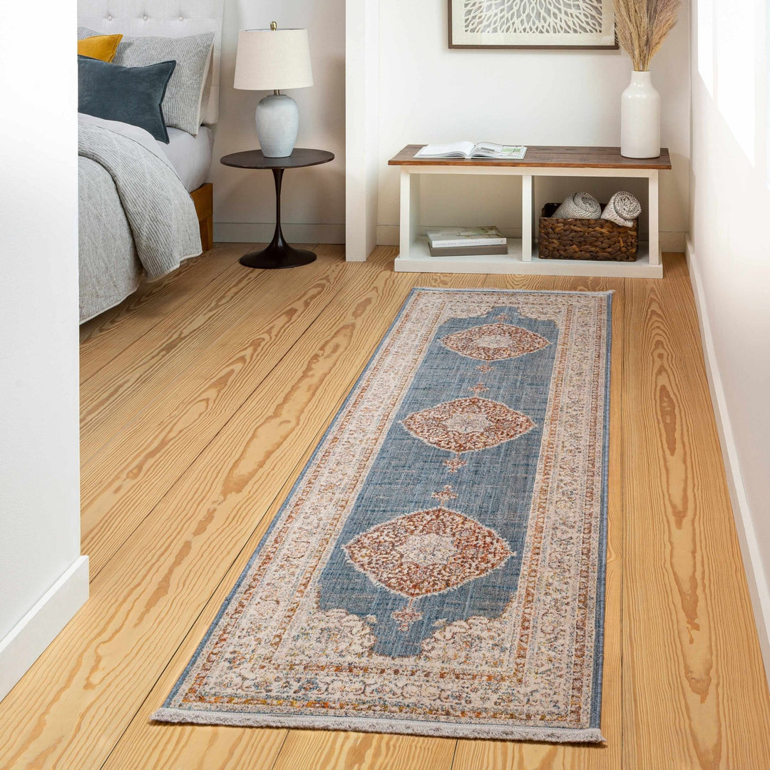 Tugos Traditional Style Blue And Ivory Area Rug - The Rug Decor