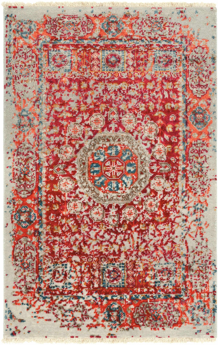 Tulare Red And Beige Traditional Style Hand Knotted Area Rug - The Rug Decor