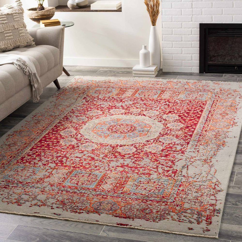 Tulare Red And Beige Traditional Style Hand Knotted Area Rug - The Rug Decor