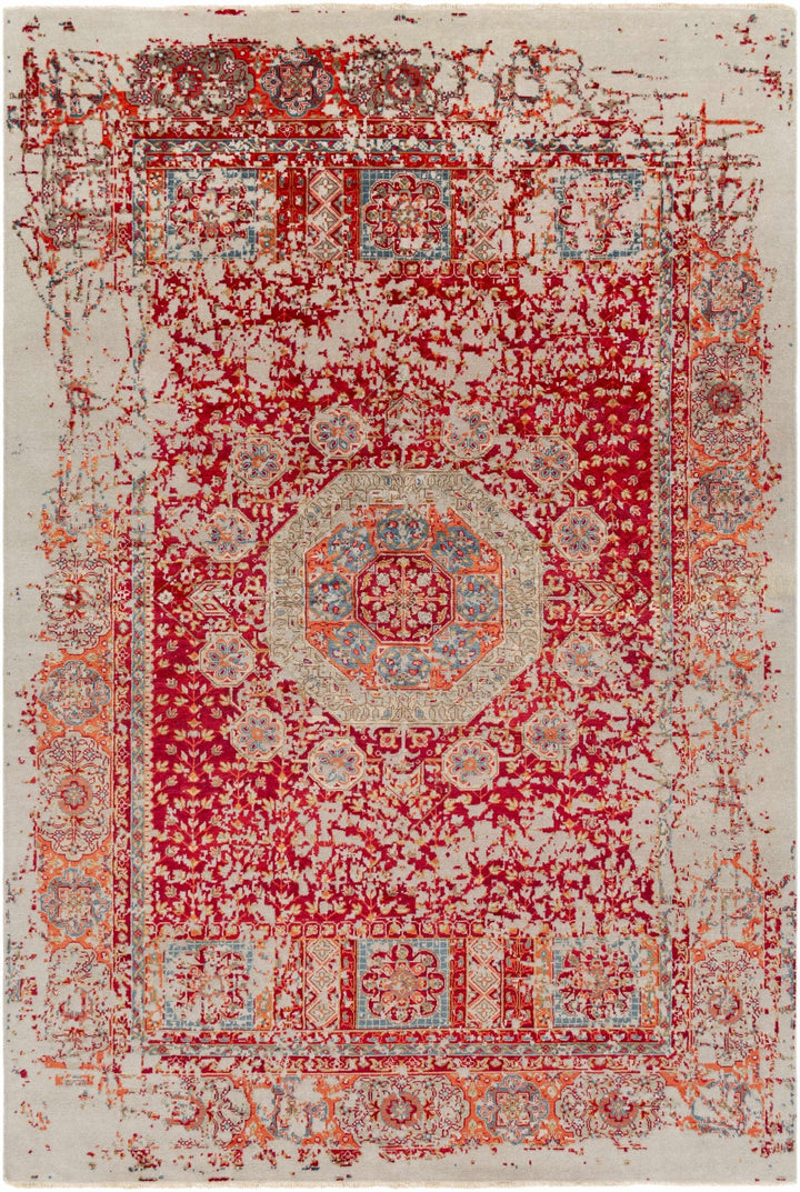 Tulare Red And Beige Traditional Style Hand Knotted Area Rug - The Rug Decor