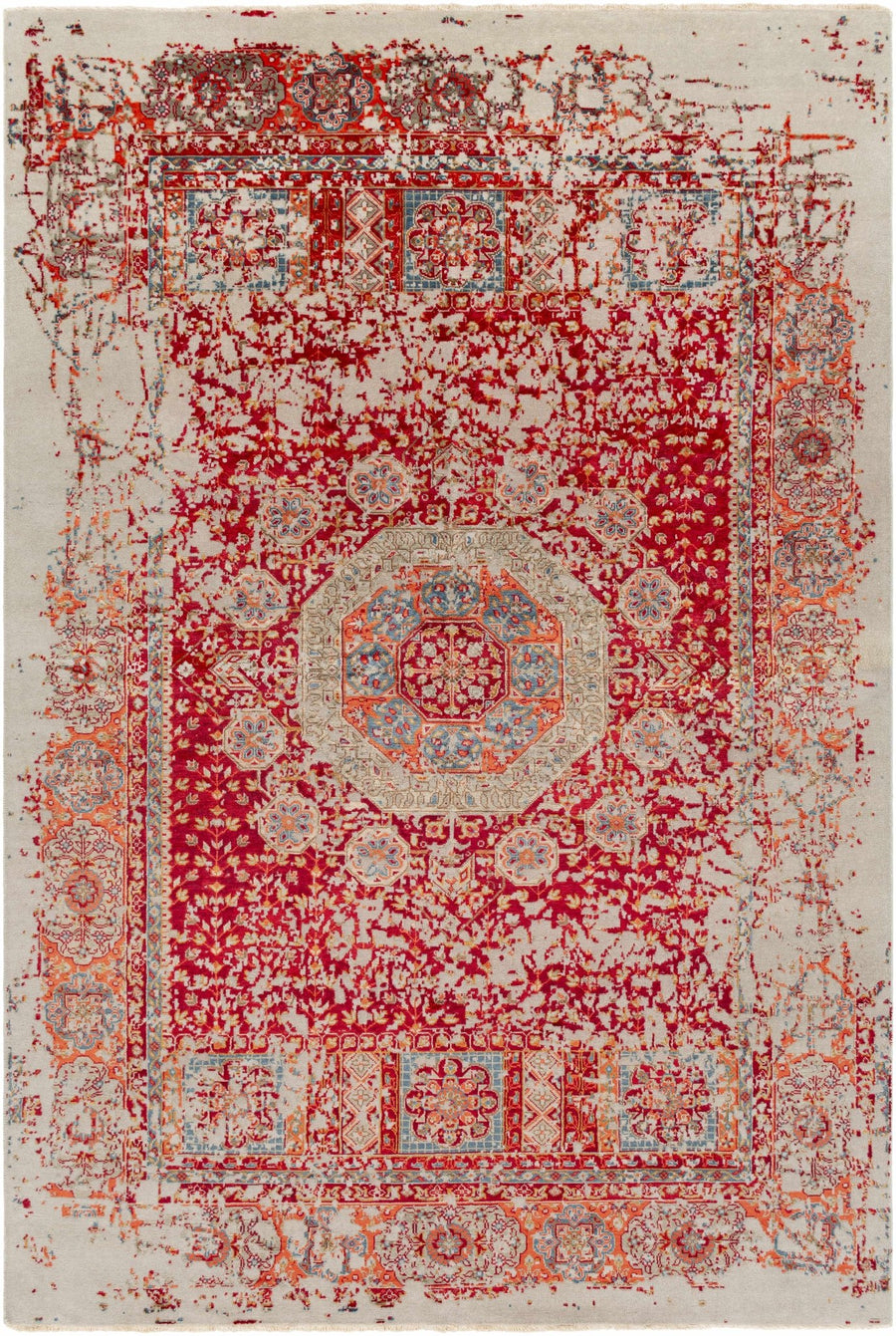 Tulare Red And Beige Traditional Style Hand Knotted Area Rug - The Rug Decor