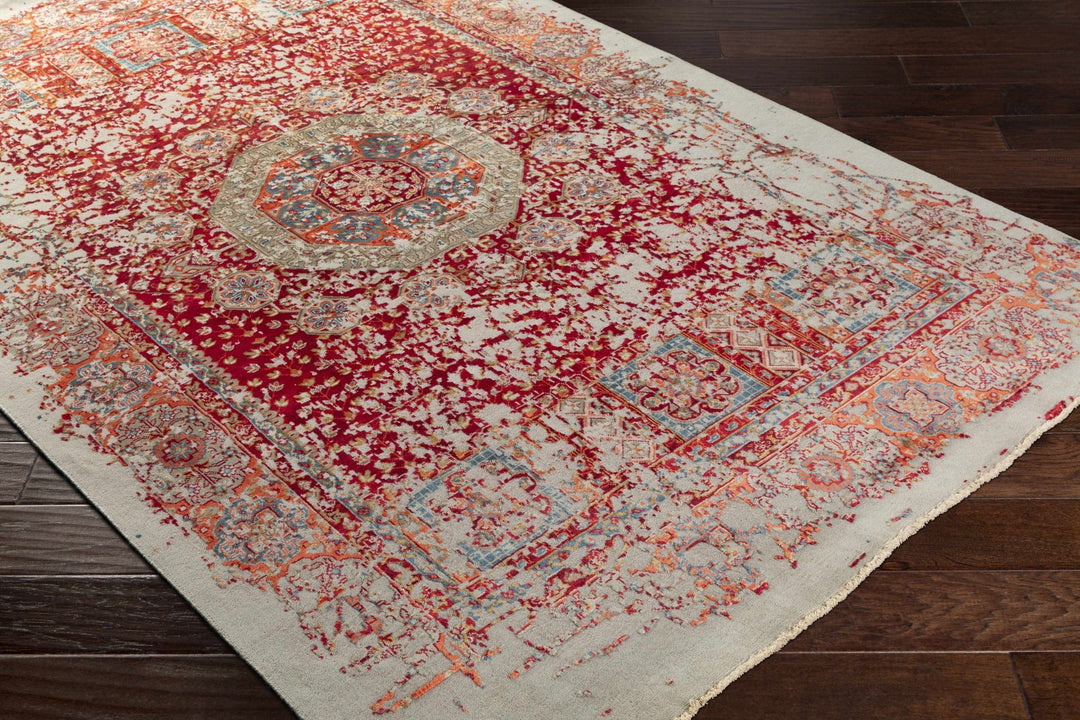 Tulare Red And Beige Traditional Style Hand Knotted Area Rug - The Rug Decor