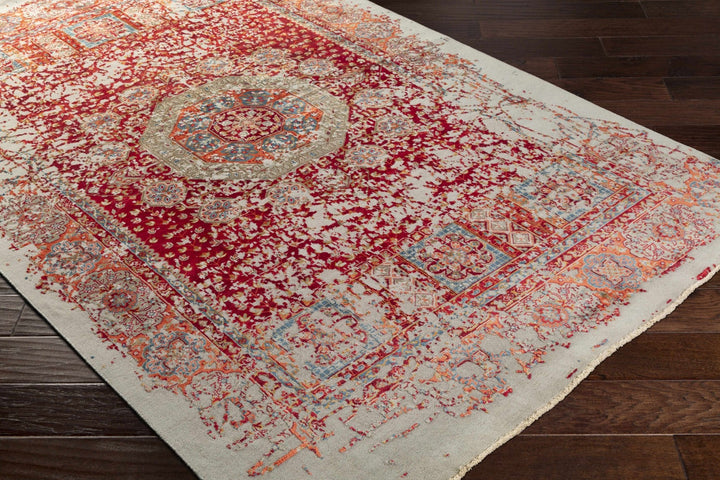 Tulare Red And Beige Traditional Style Hand Knotted Area Rug - The Rug Decor