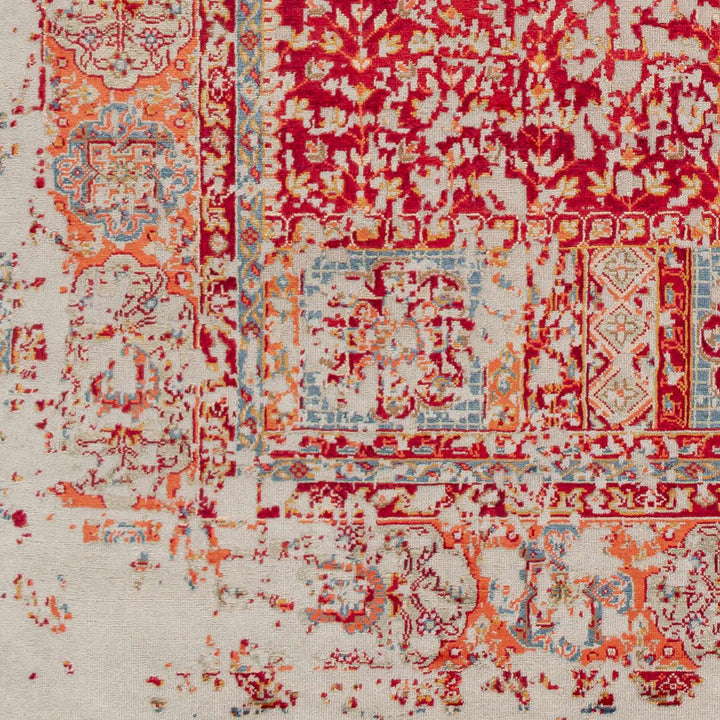 Tulare Red And Beige Traditional Style Hand Knotted Area Rug - The Rug Decor