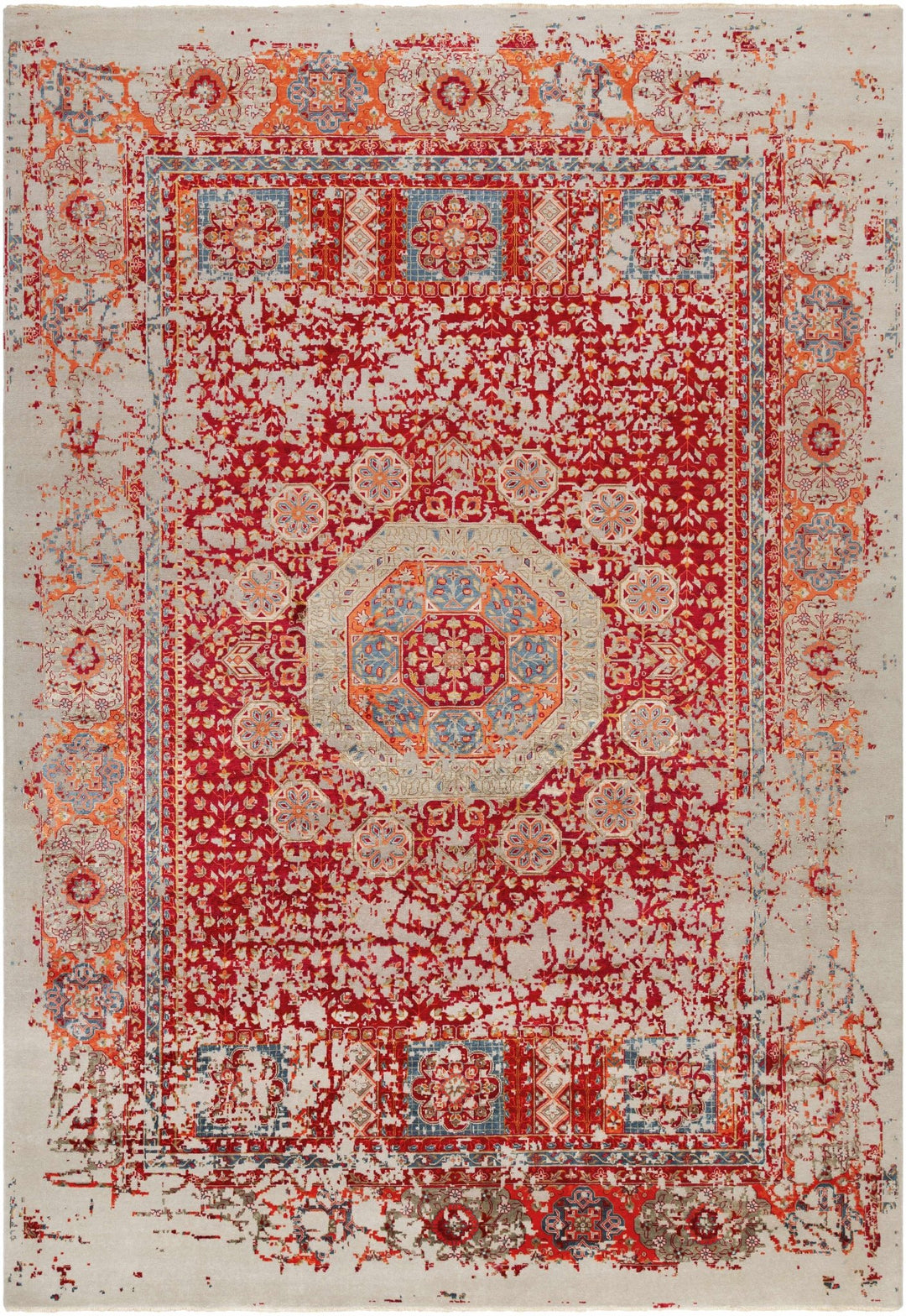 Tulare Red And Beige Traditional Style Hand Knotted Area Rug - The Rug Decor
