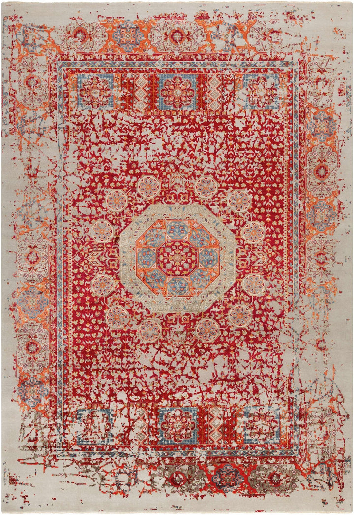 Tulare Red And Beige Traditional Style Hand Knotted Area Rug - The Rug Decor
