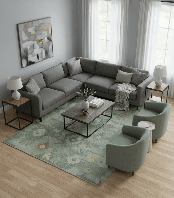 Tulu Distressed Modern Ikat Design Hand Knotted Custom Made wool rug - The Rug Decor