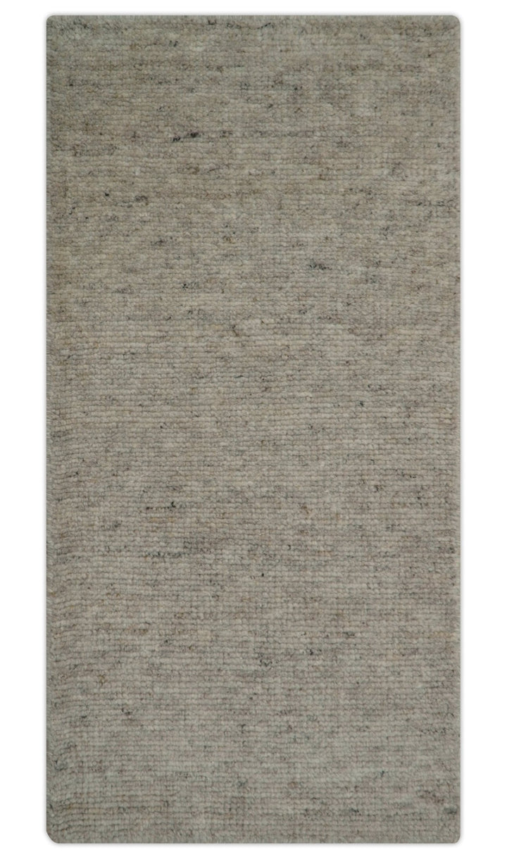 Tulu Modern Solid Beige Hand Knotted Wool Area Rug - The Rug Decor