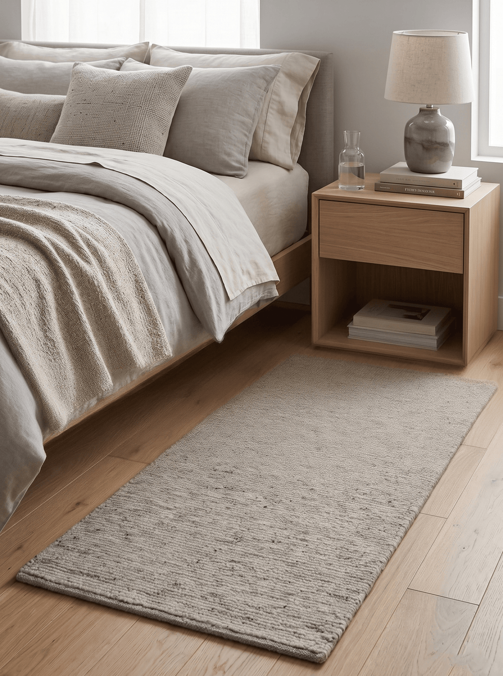 Tulu Modern Solid Beige Hand Knotted Wool Area Rug - The Rug Decor