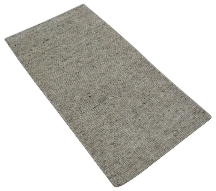 Tulu Modern Solid Beige Hand Knotted Wool Area Rug - The Rug Decor