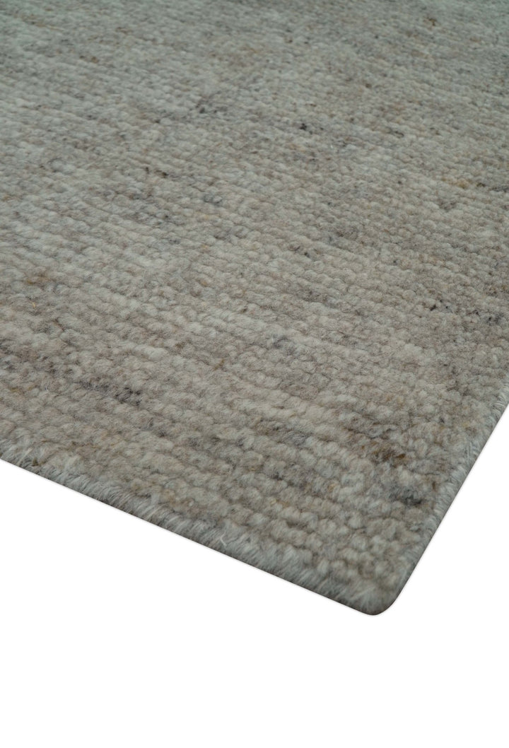 Tulu Modern Solid Beige Hand Knotted Wool Area Rug - The Rug Decor