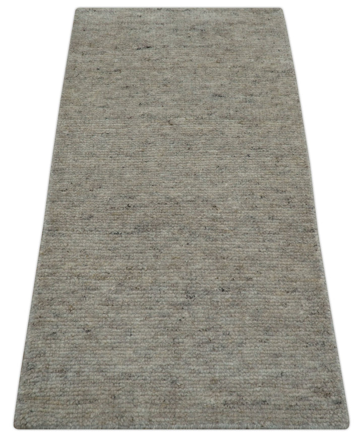 Tulu Modern Solid Beige Hand Knotted Wool Area Rug - The Rug Decor