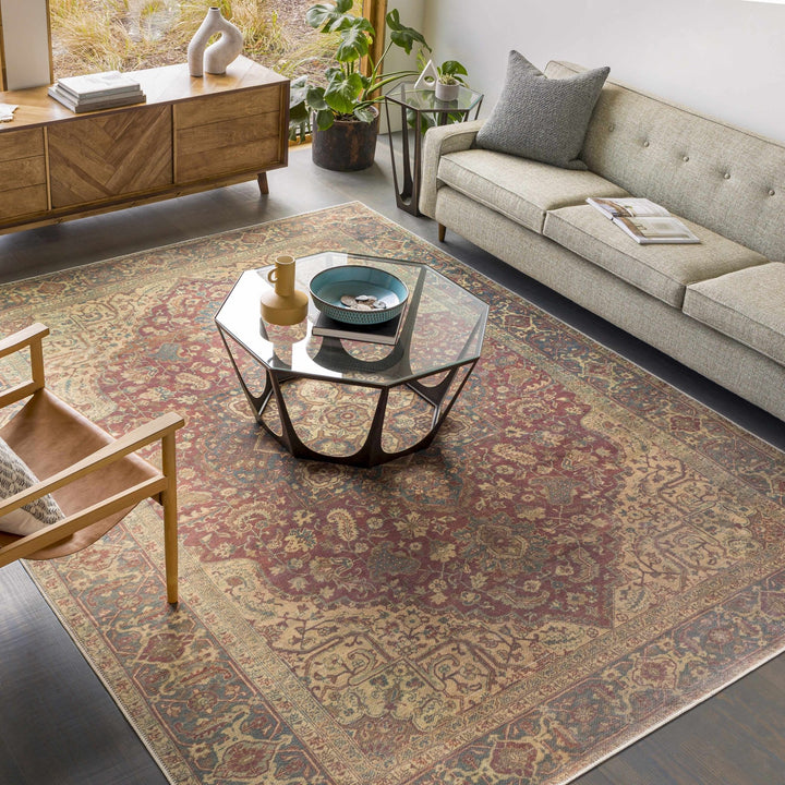 Tungao Beige And Brown Traditional Style Washable Area Rug - The Rug Decor