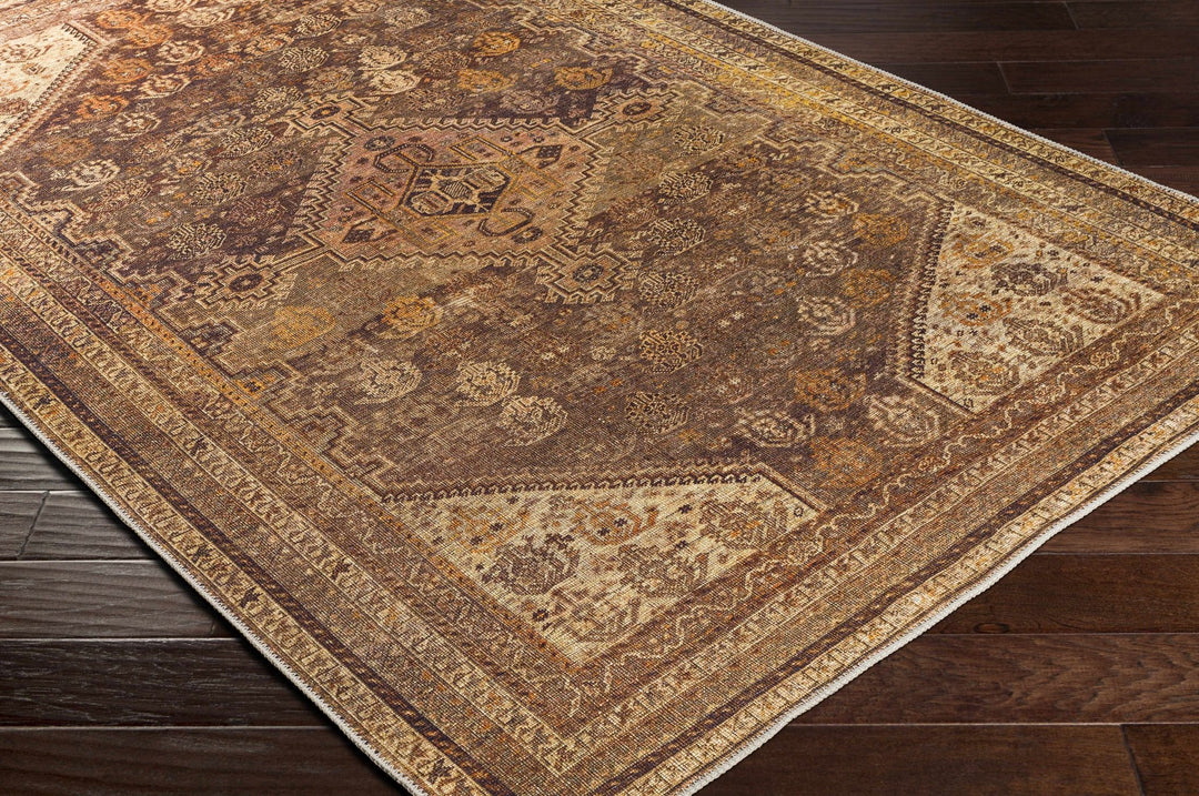 Tungao Beige And Brown Traditional Style Washable Area Rug - The Rug Decor