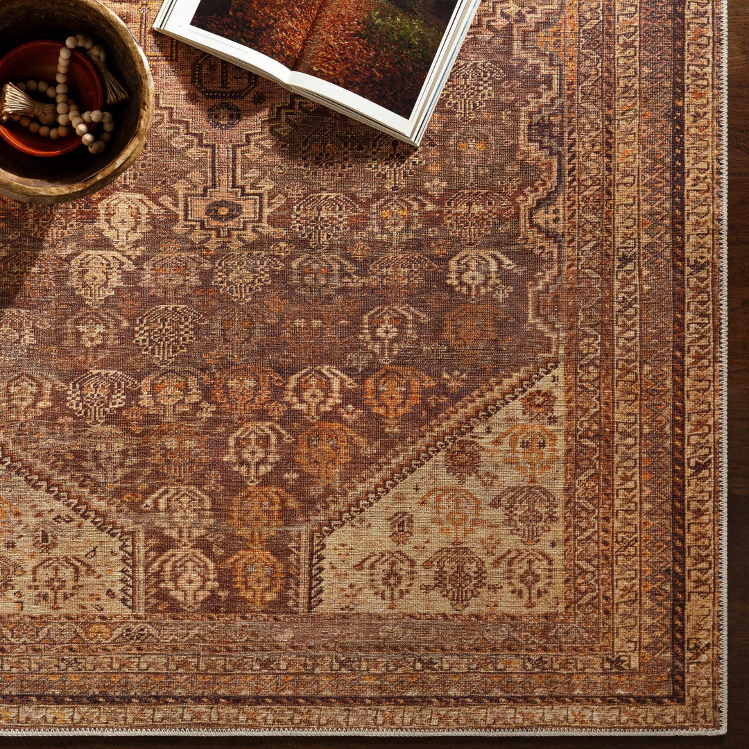 Tungao Beige And Brown Traditional Style Washable Area Rug - The Rug Decor