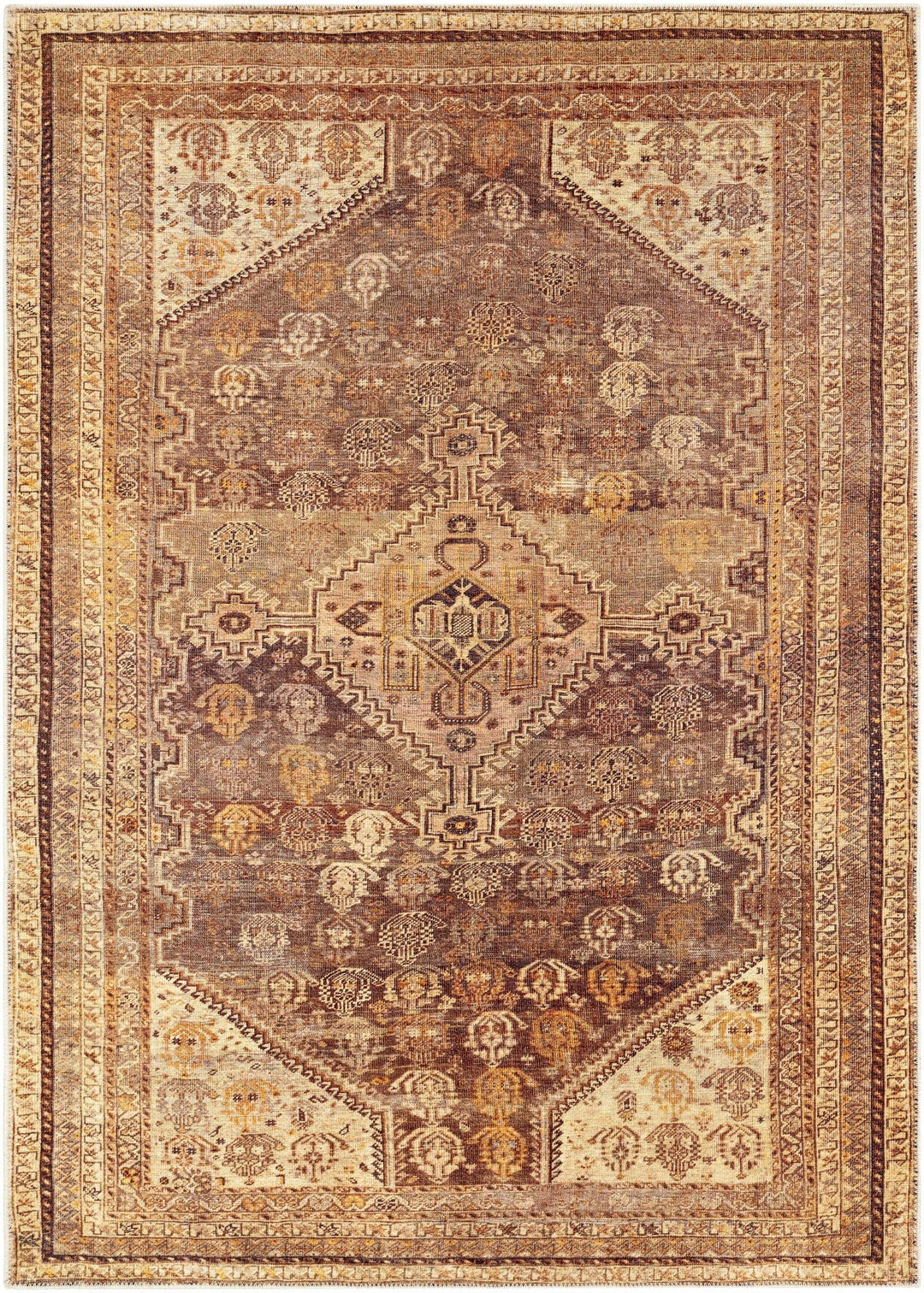 Tungao Beige And Brown Traditional Style Washable Area Rug - The Rug Decor
