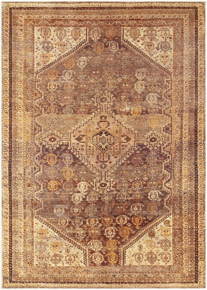 Tungao Beige And Brown Traditional Style Washable Area Rug - The Rug Decor