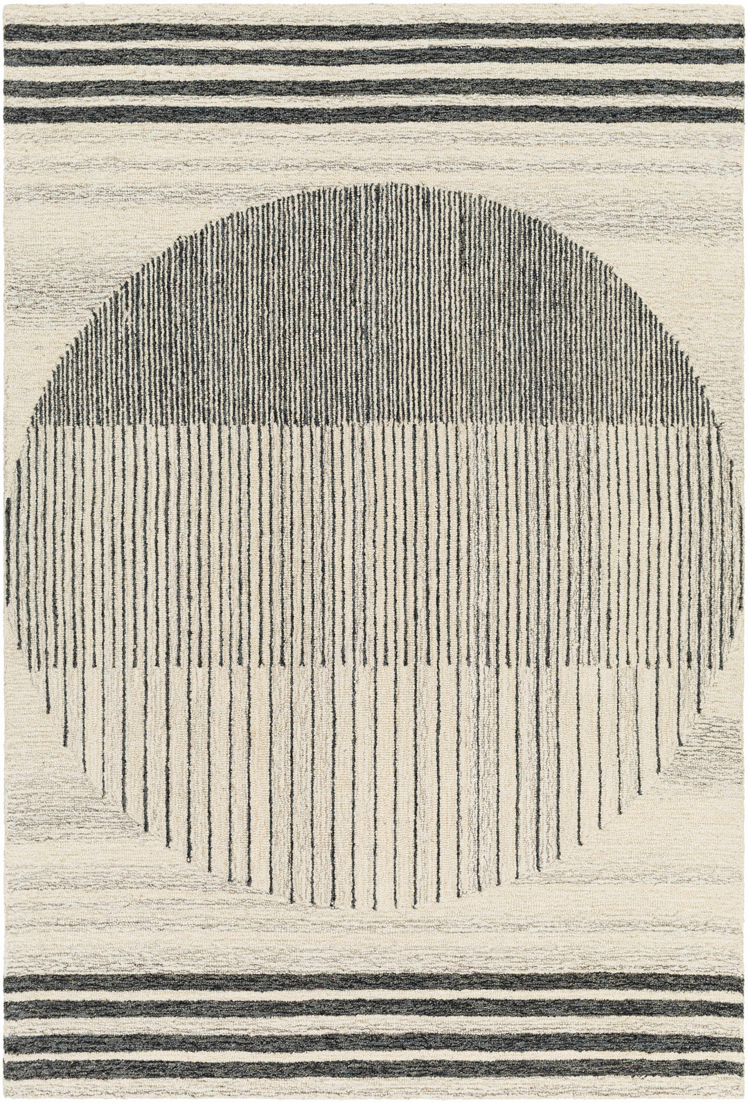 Turgut Modern Beige And Black Hand Tufted Wool Rug