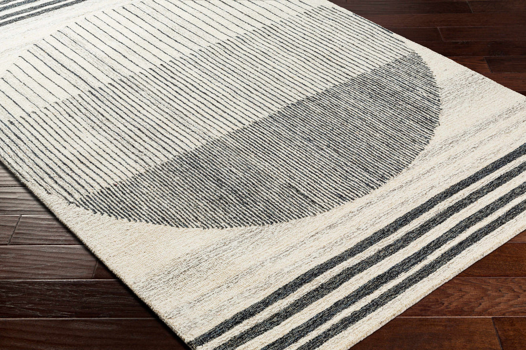 Turgut Modern Beige And Black Hand Tufted Wool Rug