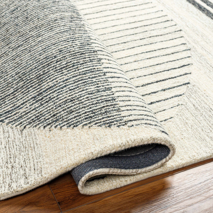 Turgut Modern Beige And Black Hand Tufted Wool Rug
