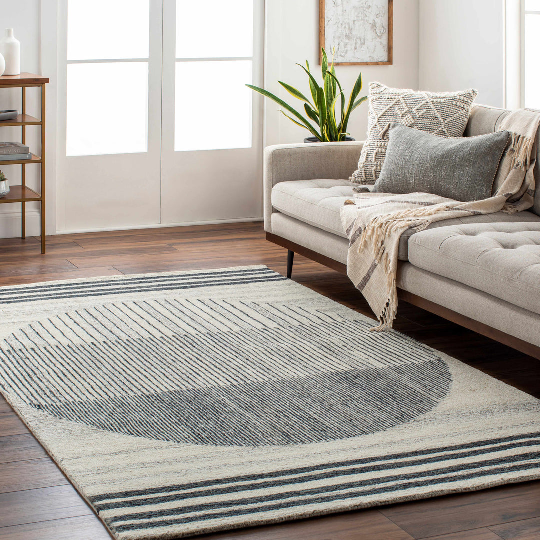 Turgut Modern Beige And Black Hand Tufted Wool Rug
