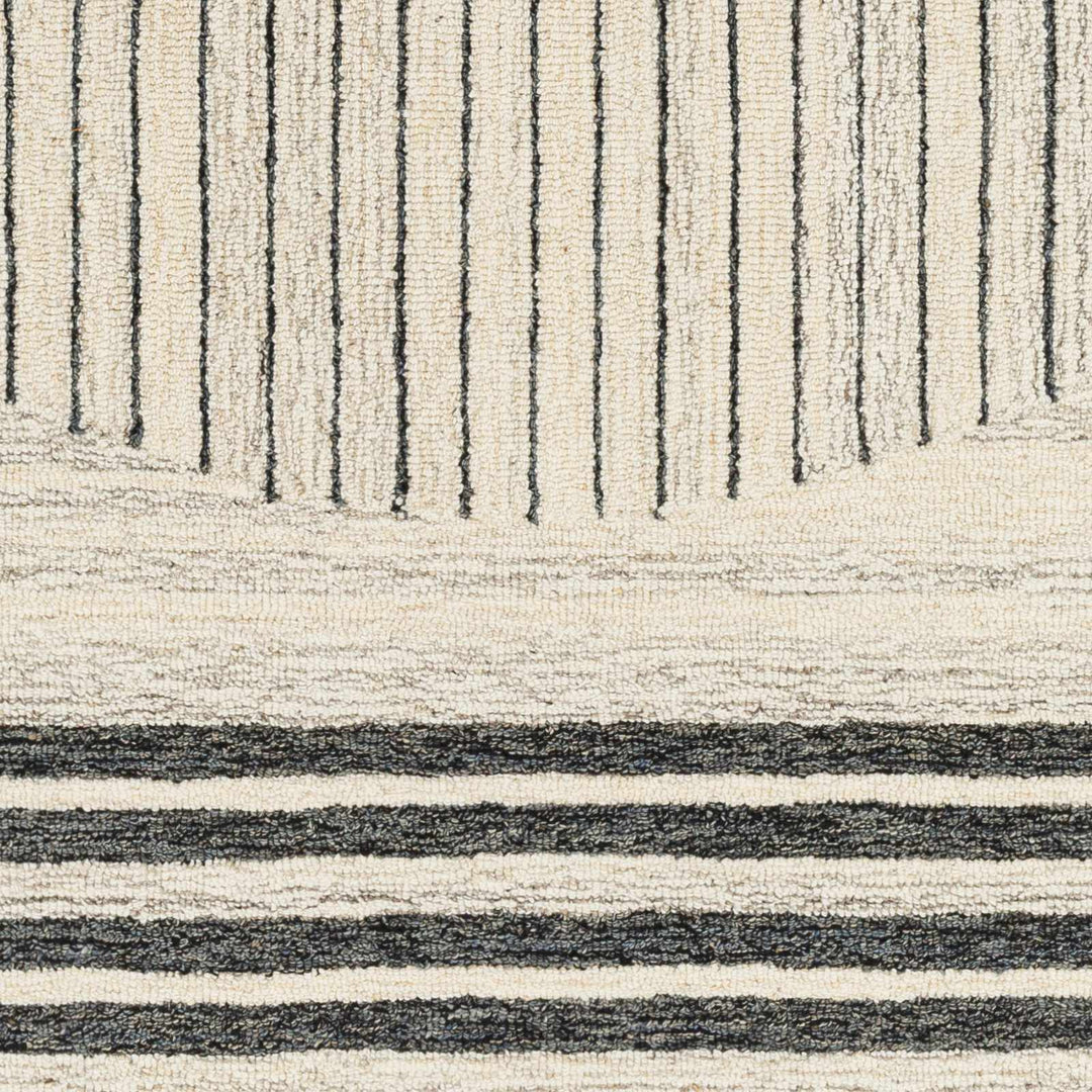 Turgut Modern Beige And Black Hand Tufted Wool Rug