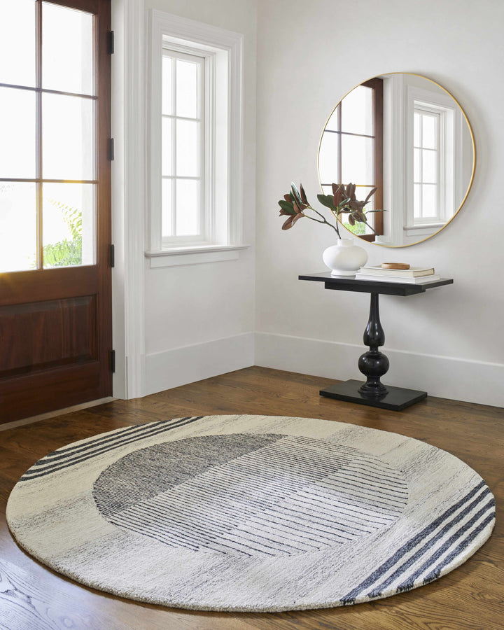 Turgut Modern Beige And Black Hand Tufted Wool Rug