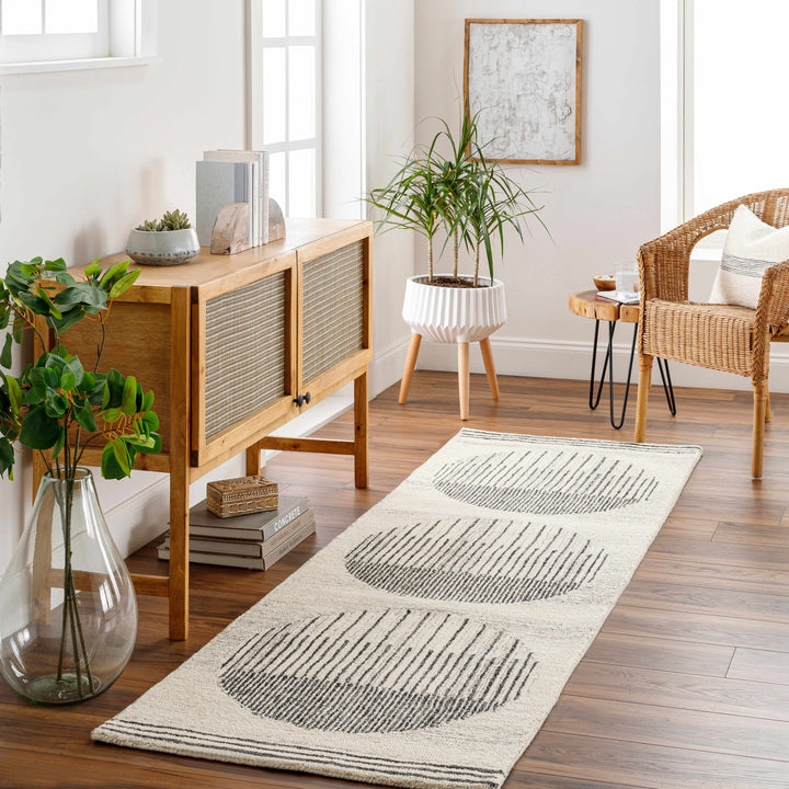 Turgut Modern Beige And Black Hand Tufted Wool Rug