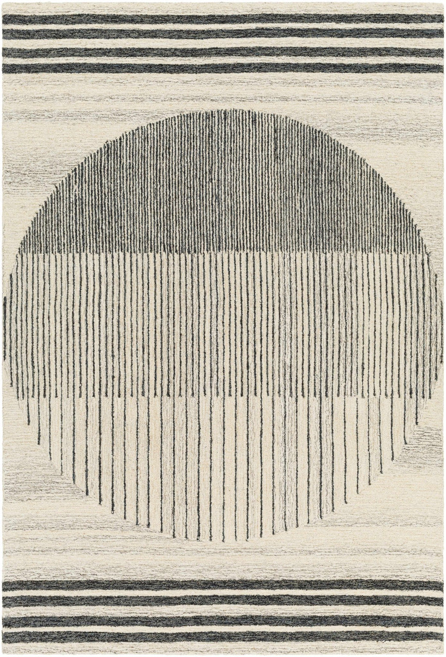 Turgut Modern Beige And Black Hand Tufted Wool Rug - The Rug Decor