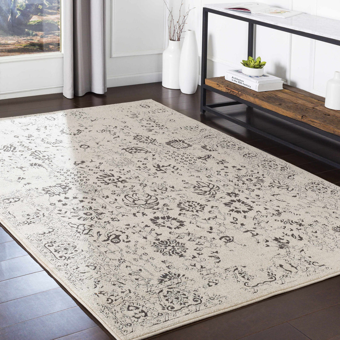 Turkey Traditional Style Ivory And Charcoal Area Rug