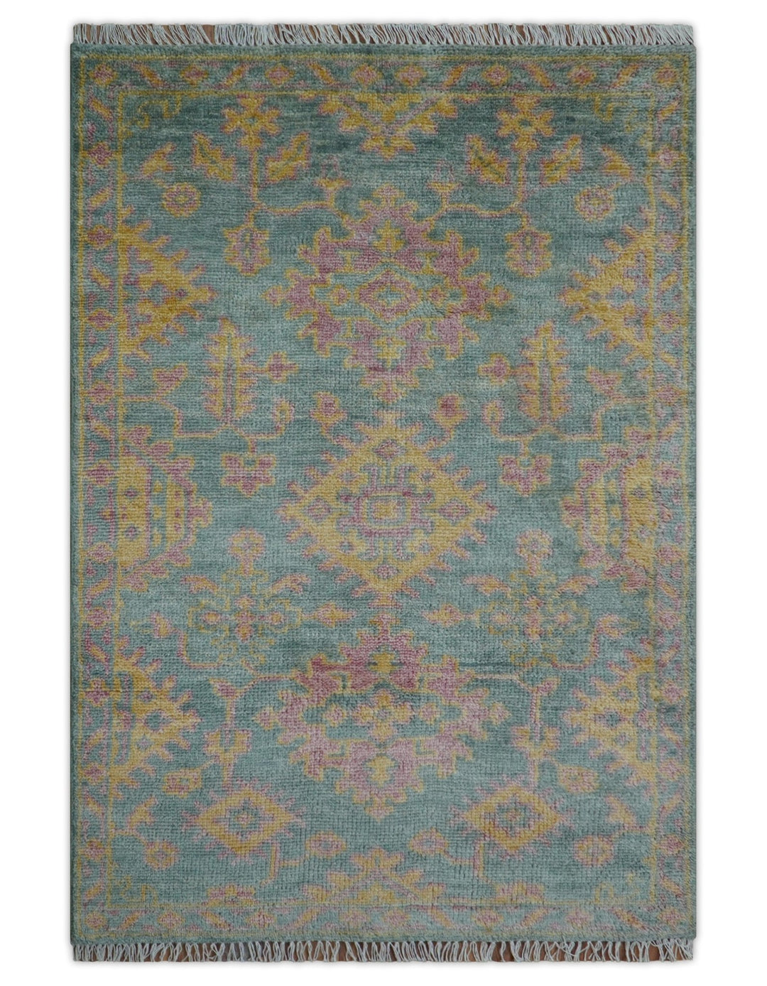 Turkish Design Pink Hand Knotted 4x6 Wool Area Rug - The Rug Decor