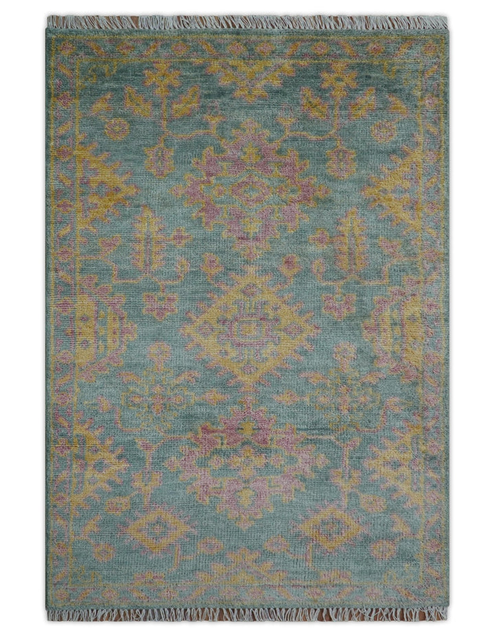 Turkish Design Pink Hand Knotted 4x6 Wool Area Rug - The Rug Decor