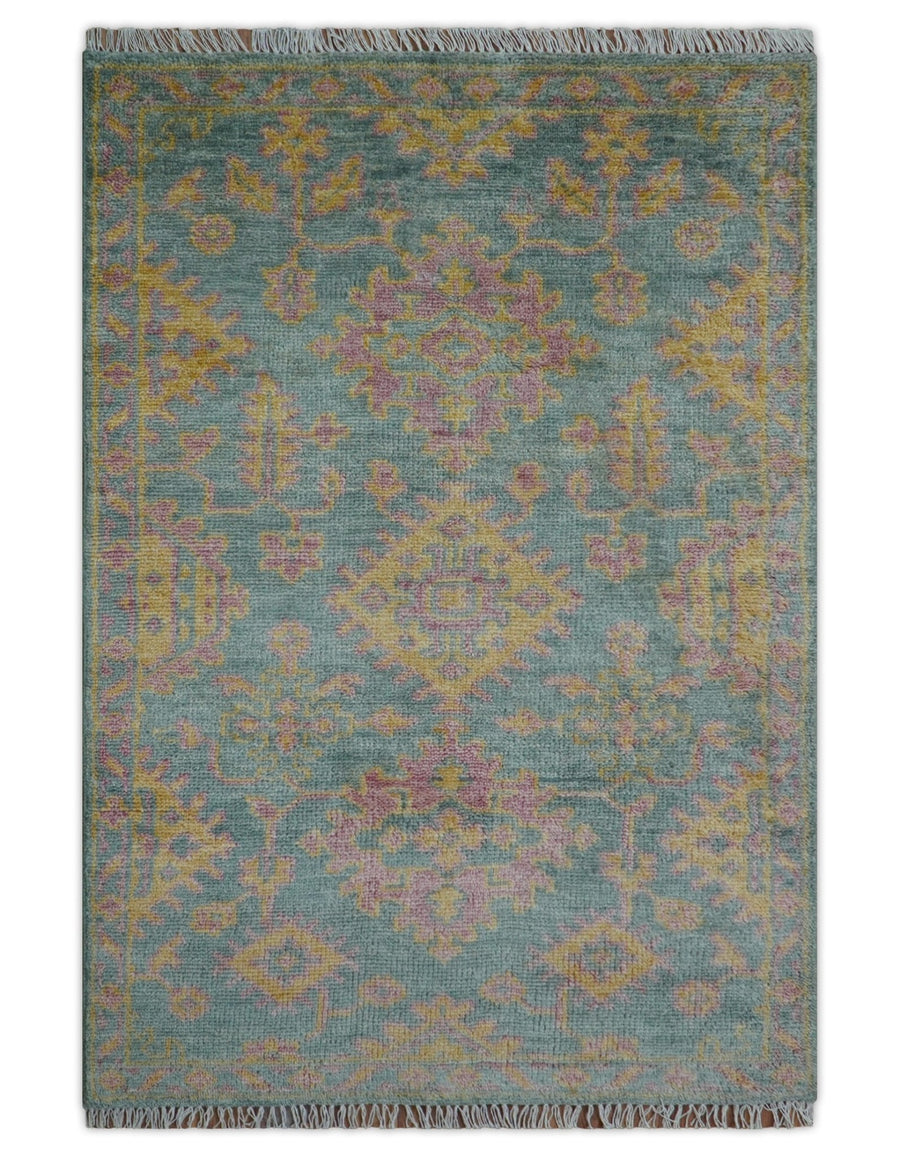 Turkish Design Pink Hand Knotted 4x6 Wool Area Rug - The Rug Decor