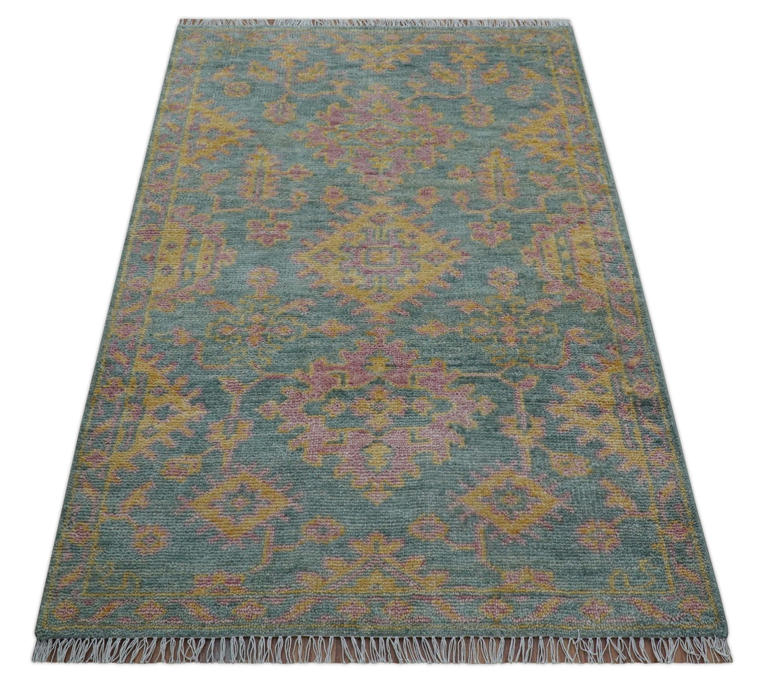 Turkish Design Pink Hand Knotted 4x6 Wool Area Rug - The Rug Decor