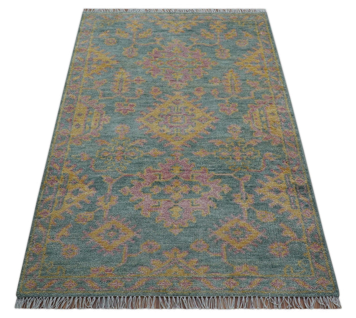 Turkish Design Pink Hand Knotted 4x6 Wool Area Rug - The Rug Decor