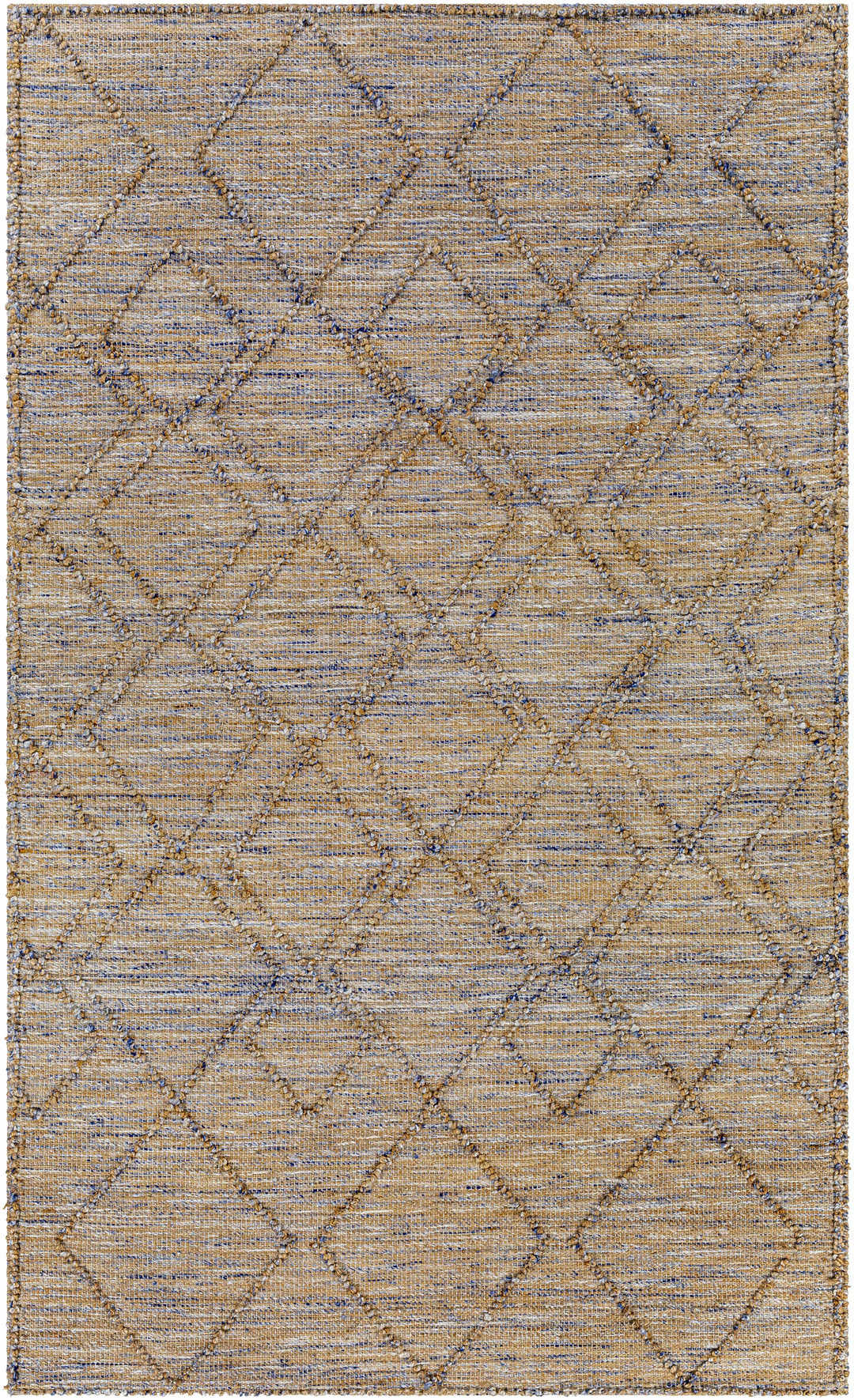 Buse Bohemian Style Beige & Blue Hand Woven Jute Rug