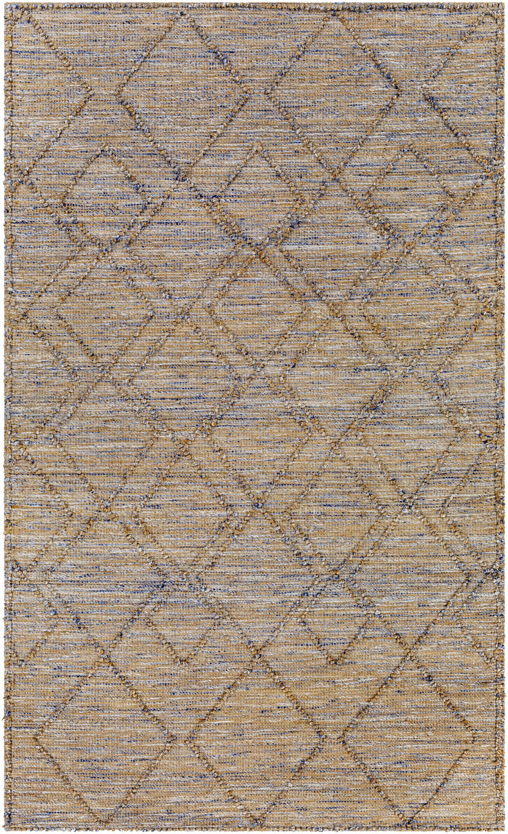 Buse Bohemian Style Beige & Blue Hand Woven Jute Rug