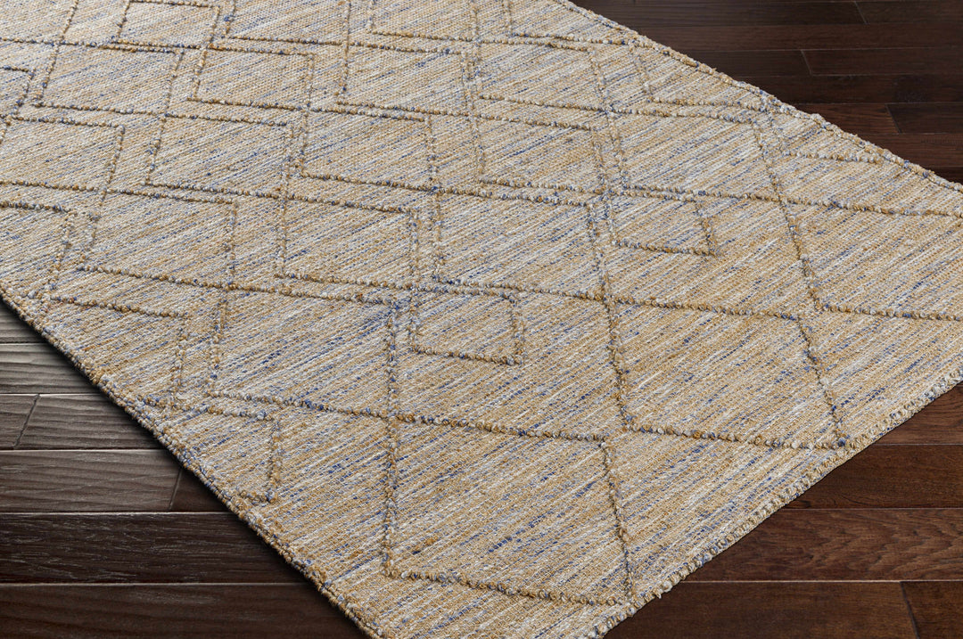 Buse Bohemian Style Beige & Blue Hand Woven Jute Rug