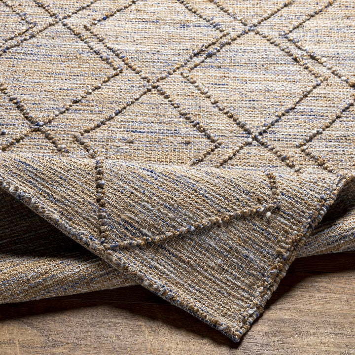 Buse Bohemian Style Beige & Blue Hand Woven Jute Rug