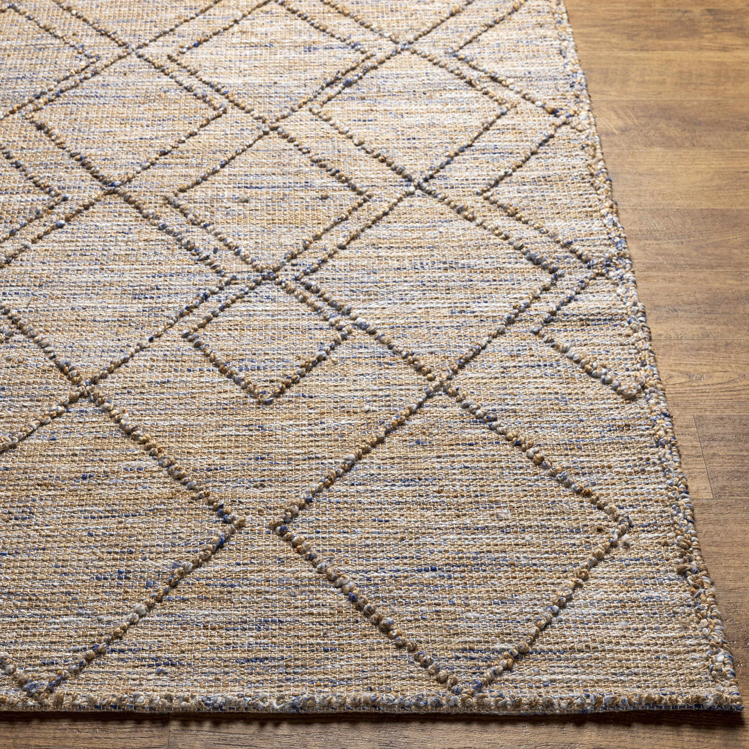 Buse Bohemian Style Beige & Blue Hand Woven Jute Rug