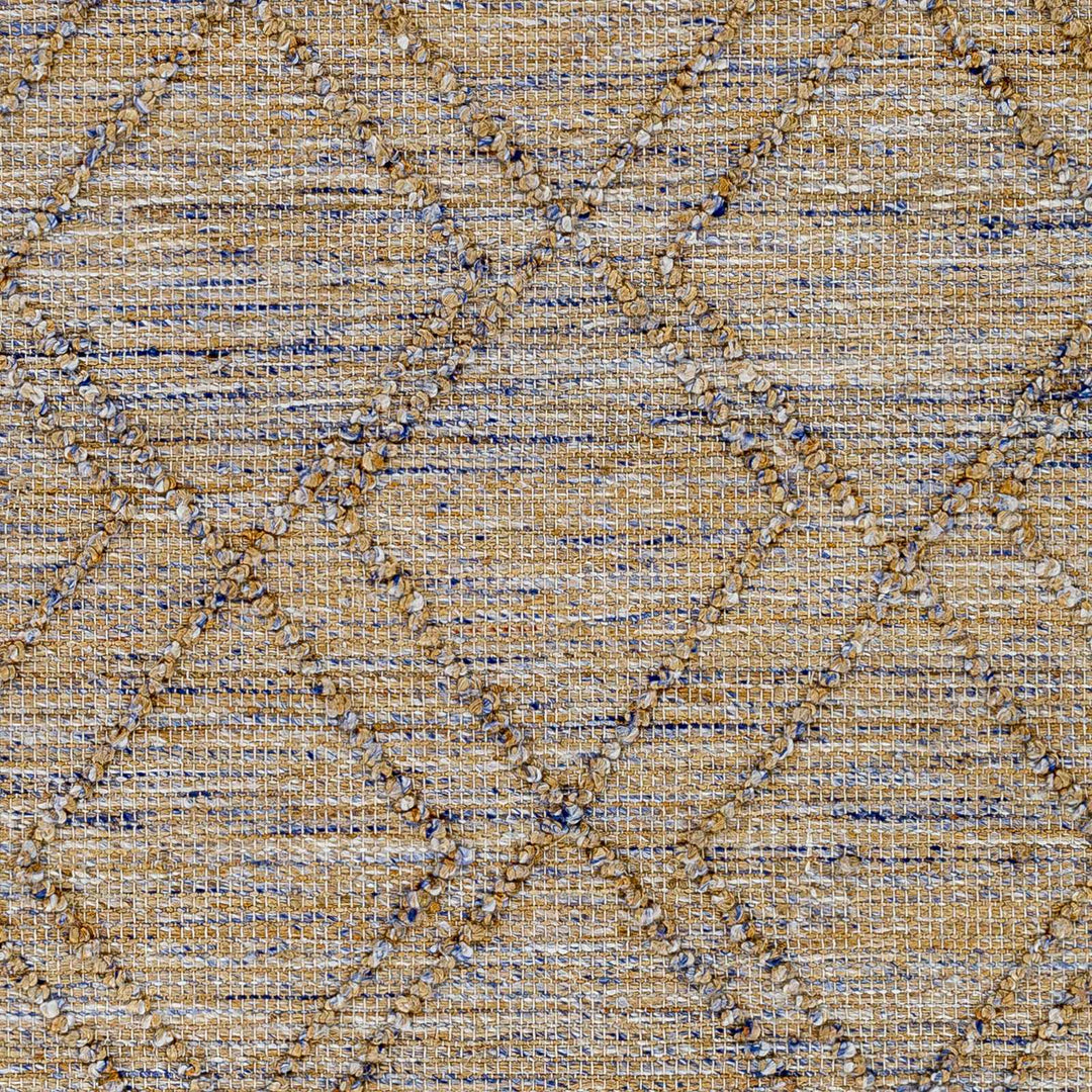 Buse Bohemian Style Beige & Blue Hand Woven Jute Rug