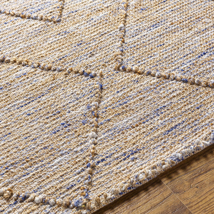 Buse Bohemian Style Beige & Blue Hand Woven Jute Rug