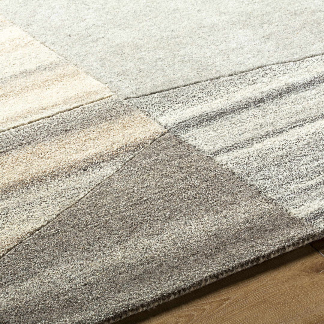 Toril Modern Abstract Gray And Ivory Hand Tufted Wool Rug