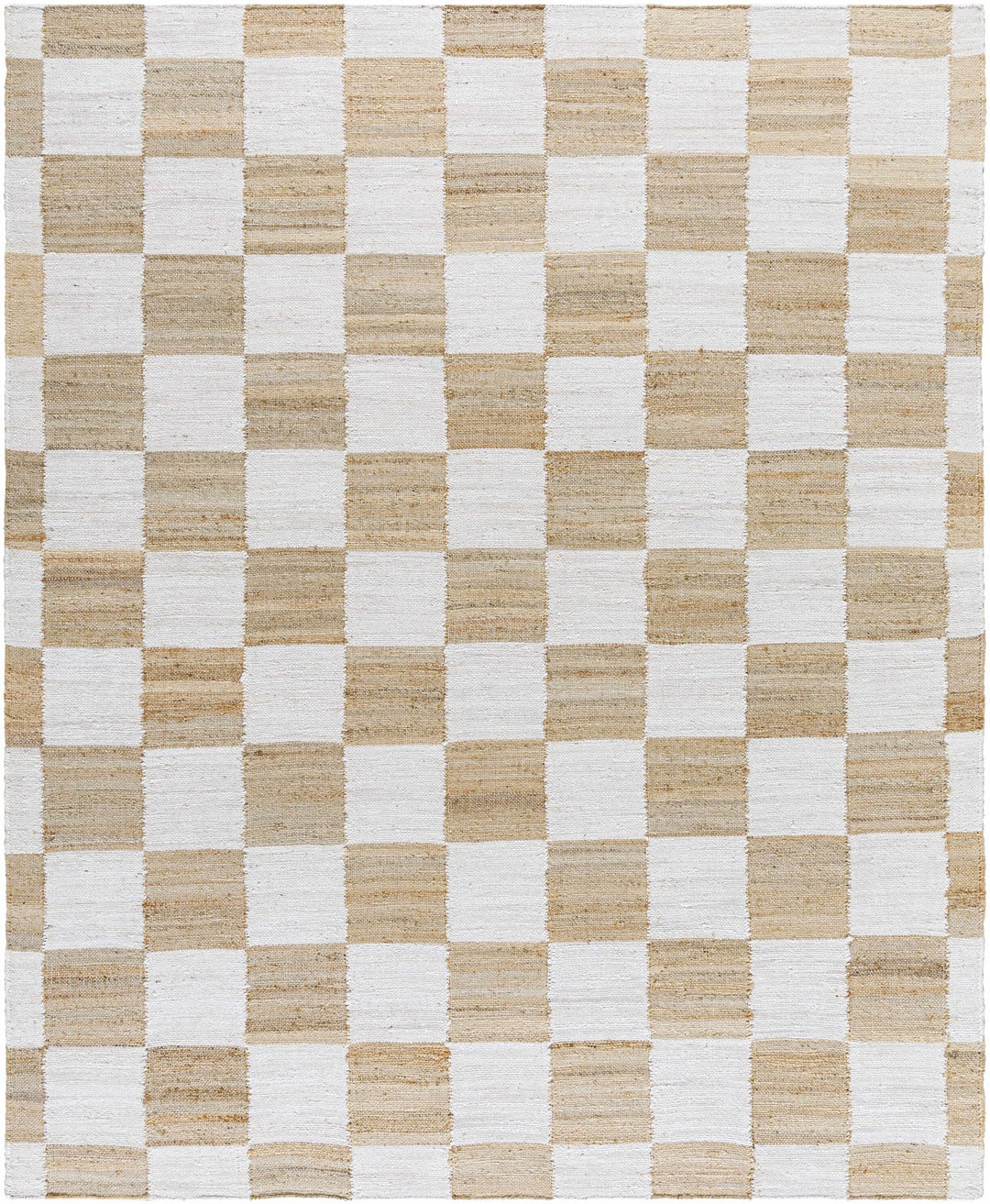 Tyhir Modern Beige And Ivory Checkered Jute Rug - The Rug Decor