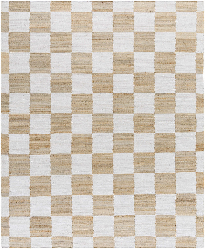 Tyhir Modern Beige And Ivory Checkered Jute Rug - The Rug Decor