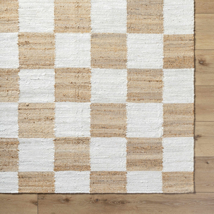 Tyhir Modern Beige And Ivory Checkered Jute Rug - The Rug Decor