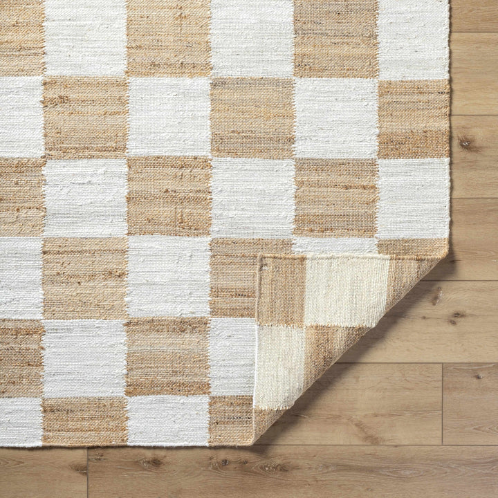 Tyhir Modern Beige And Ivory Checkered Jute Rug - The Rug Decor
