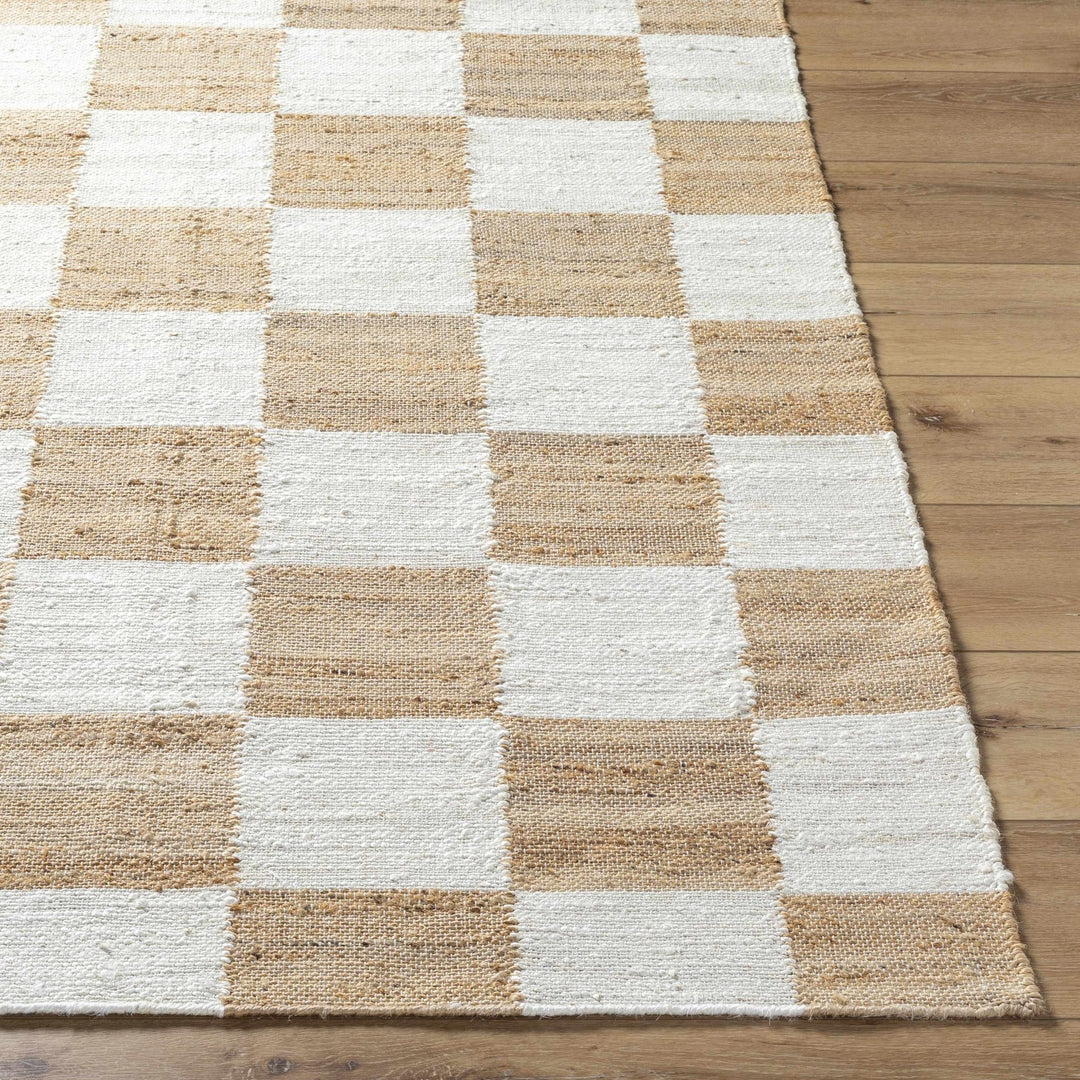 Tyhir Modern Beige And Ivory Checkered Jute Rug - The Rug Decor