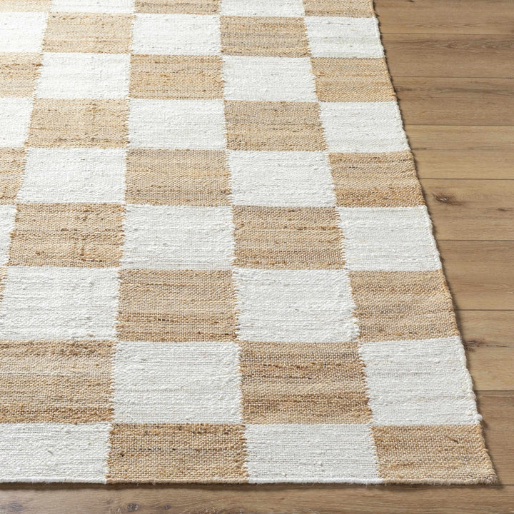 Tyhir Modern Beige And Ivory Checkered Jute Rug - The Rug Decor